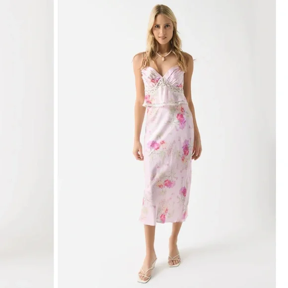 LoveShackFancy Castle Floral Midi Skirt in Pink - Picture 8 of 10